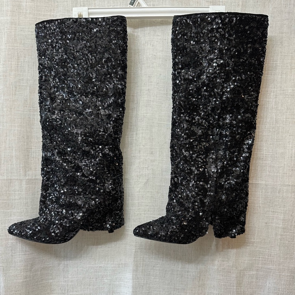 Target Black Sequin Heeled Boots